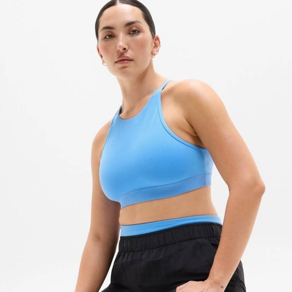 Athleta Transcend High Neck Bra Cornflower Blue L 784409